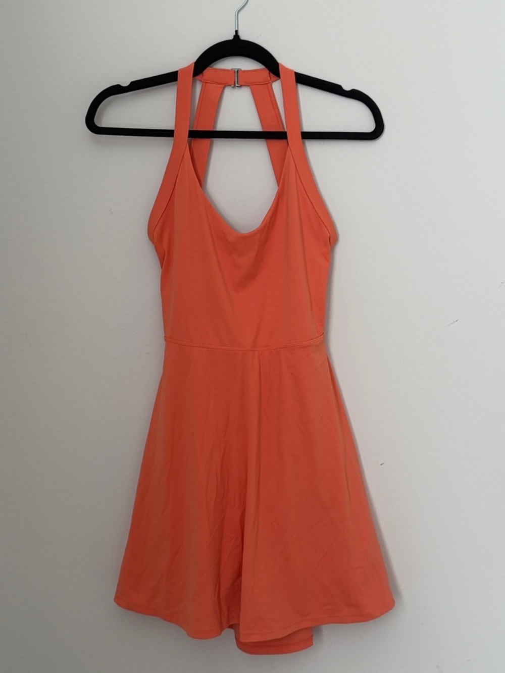 Coral Halter Fit-and-Flare Dress